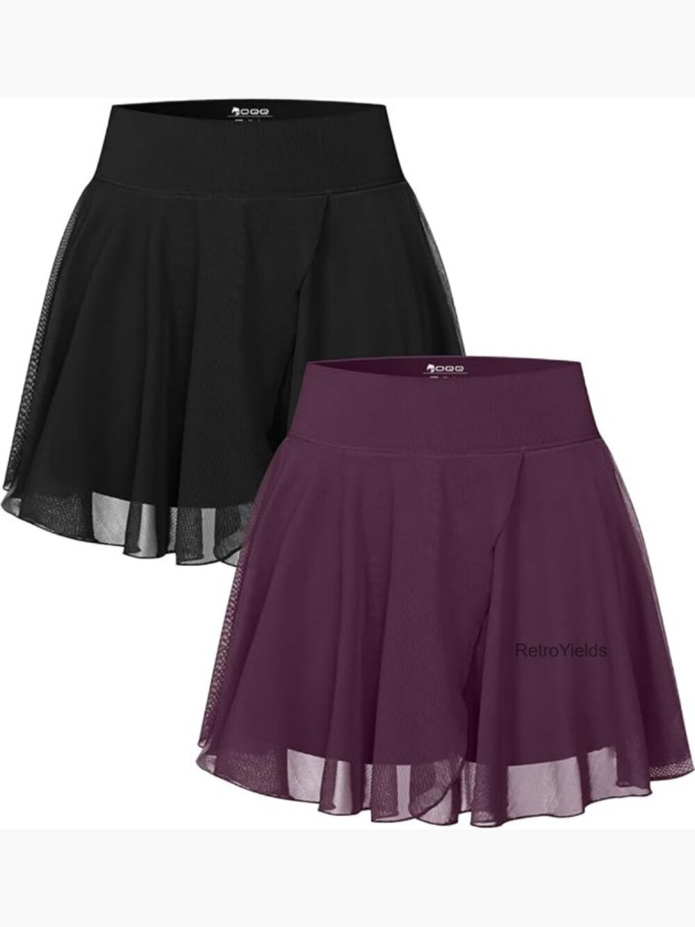 Flowy Mesh High-Waisted Mini Skirt with Pockets 2 Pack